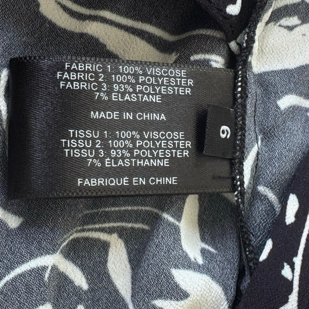 New Proenza Schouler Crepe De Chine Black White Floral Wrap Midi Dress Sz 6 - Picture 16 of 16